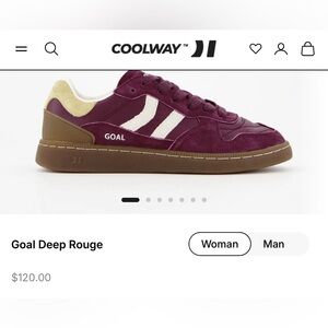 Coolway Goal Deep Rouge Suede & Leather Lace-Up Sneakers